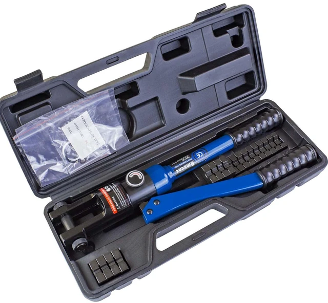 Alt view image 6 of 6 - 12 Ton Hydraulic Crimping Tool with 9 Standard American Dies, Crimps 8AWG to 4/0 AWG, Hardened Steel Construction with Oxidized Surface for Durability(Standard US 8AWG to 4/0AWG)