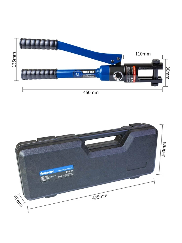 Alt view image 5 of 6 - 12 Ton Hydraulic Crimping Tool with 9 Standard American Dies, Crimps 8AWG to 4/0 AWG, Hardened Steel Construction with Oxidized Surface for Durability(Standard US 8AWG to 4/0AWG)