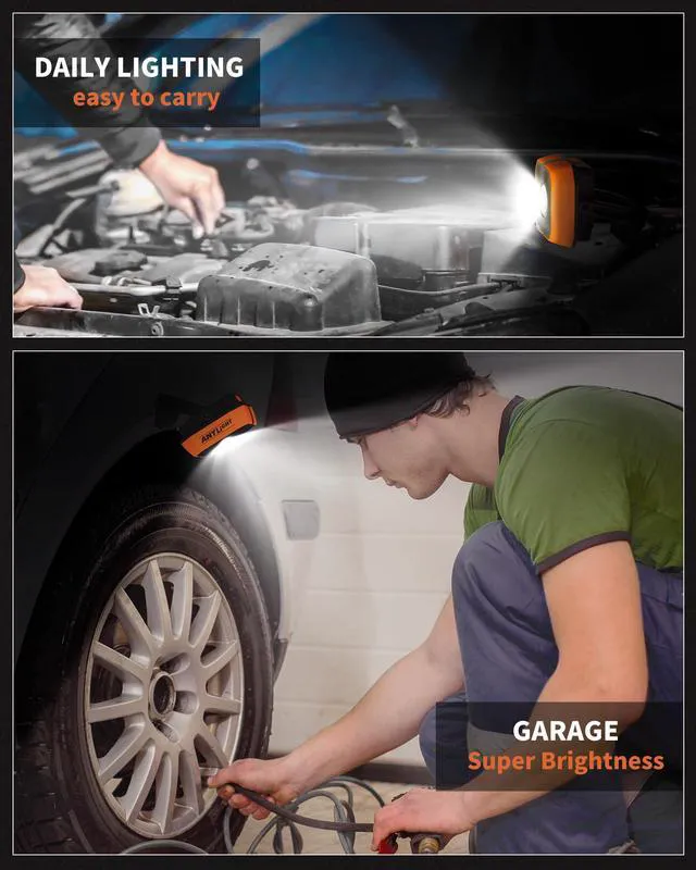Alt view image 5 of 7 - Work Light, Magnetic Rechargeable Light with 4 Modes, 150°Rotation 1200LM Waterproof Portable Light with 360° Rotating Hook for Emergency Car Repair, Grill, Outdoor Work (4 Packs with Hook)