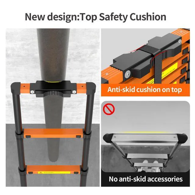 Alt view image 3 of 6 - Telescoping Ladder,12.5 FT Extension Ladder, Heavy Duty 330lbs Max Capacity Multi-Purpose Collapsible Ladder for RV or Outdoor Work