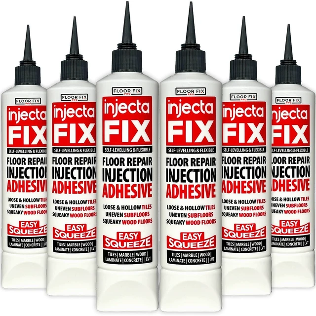 Main image of Floor-Fix Pro - All in One Repair Kit for Loose/Hollow & Tiles Repair + Squeaky Wood, LVT & Laminate. Includes Anti- Clog Air-Tight Cap. Does NOT Require Caulk Gun (6)