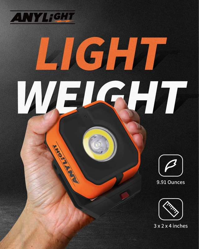 Alt view image 7 of 7 - Work Light, Magnetic Rechargeable Light with 4 Modes, 150°Rotation 1200LM Waterproof Portable Light with 360° Rotating Hook for Emergency Car Repair, Grill, Outdoor Work (4 Packs with Hook)