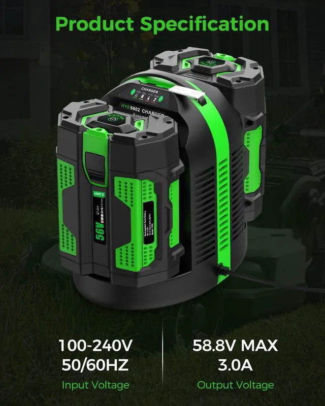 Alt view image 2 of 7 - Dual Replacement Charger for EGO 56V Battery Charger - Compatible with EGO 56V Battery (2-Port)