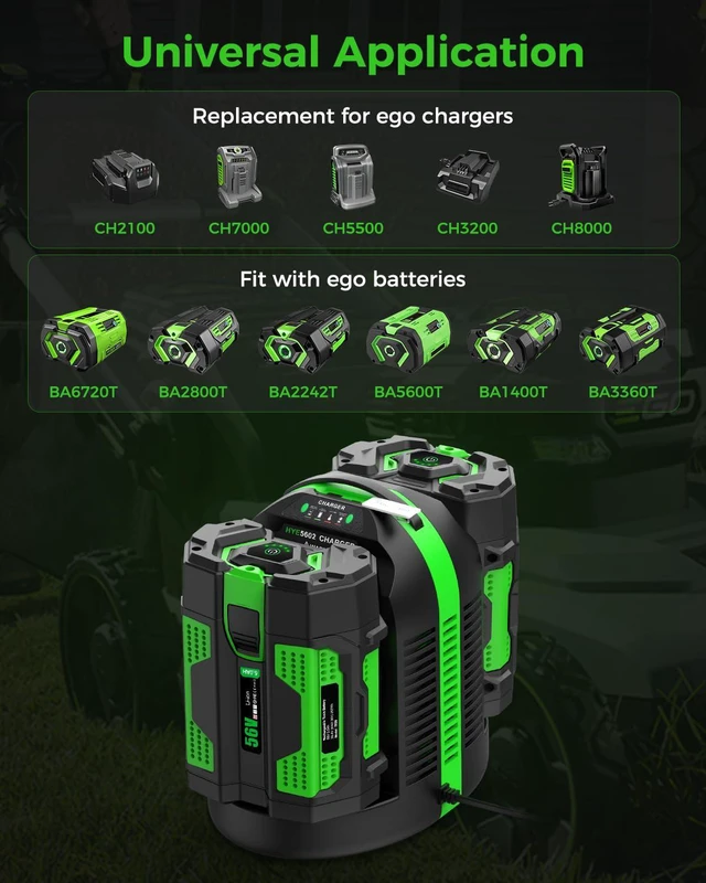 Alt view image 3 of 7 - Dual Replacement Charger for EGO 56V Battery Charger - Compatible with EGO 56V Battery (2-Port)