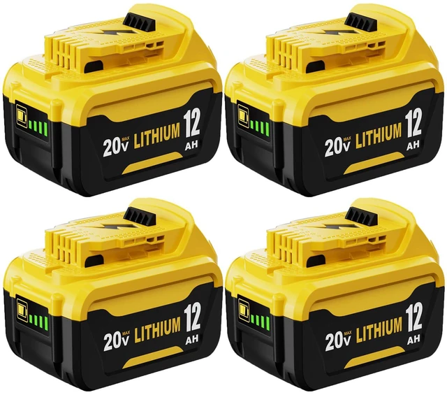 Main image of 4 Packs 12000mAh Replacement for Dewalt 20V Max Battery DCB208 Compatible with Dewalt 20 Volt Batteries DCB207 DCB206 DCB204 DCB203 DCB200