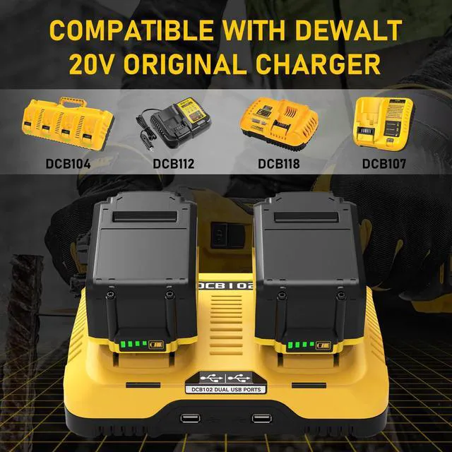 Alt view image 4 of 7 - 4 Packs 12000mAh Replacement for Dewalt 20V Max Battery DCB208 Compatible with Dewalt 20 Volt Batteries DCB207 DCB206 DCB204 DCB203 DCB200