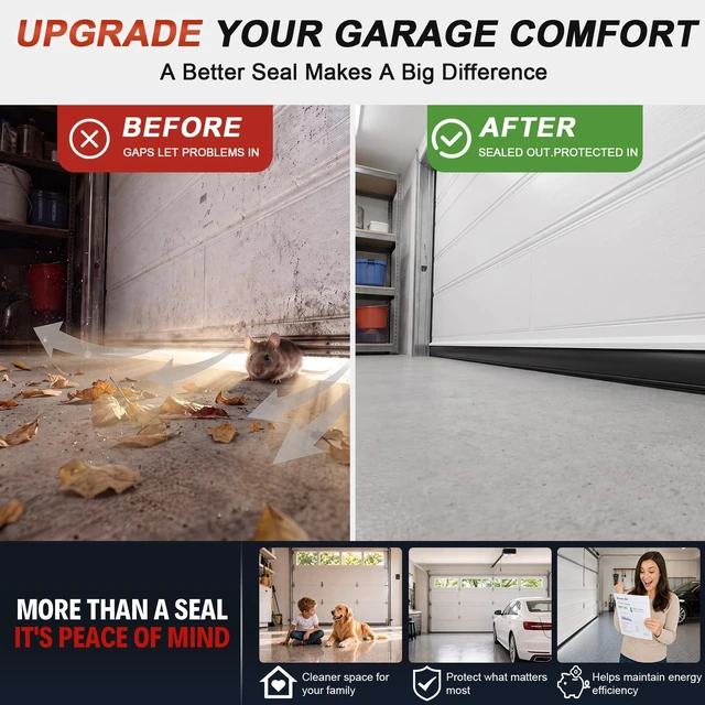 Alt view image 2 of 7 - Garage Door Seals Bottom Rubber - 16.5 Ft Heavy-Duty Garage Door Weather Stripping Bottom Seal with Pre-drilled Aluminum Track Retainer Kit, Easy Installation for Home & Commercial