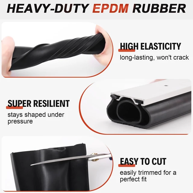 Alt view image 5 of 7 - Garage Door Seals Bottom Rubber - 16.5 Ft Heavy-Duty Garage Door Weather Stripping Bottom Seal with Pre-drilled Aluminum Track Retainer Kit, Easy Installation for Home & Commercial