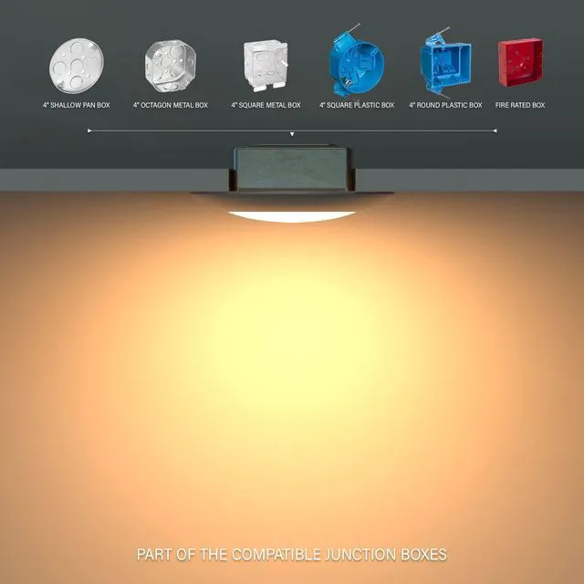 Alt view image 5 of 6 - 8 Packs 6 Inch 5CCT Field Selectable LED Low Profile Recessed & Surface Mount Disk Light, Round, 15W, 920 Lumens, CRI80, 27K-30K-35K-40K-50K, Driverless, Dimmable, ETL & Wet Listed, White