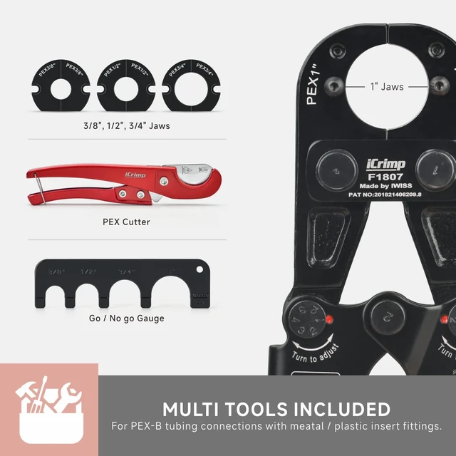 Alt view image 2 of 7 - iCrimp Pex Pipe Crimping Tool kit for 3/8,1/2,3/4,1-inch Copper Ring with Free Gauge&Pex Pipe Cutter -Meet ASTM F1807 and Portable