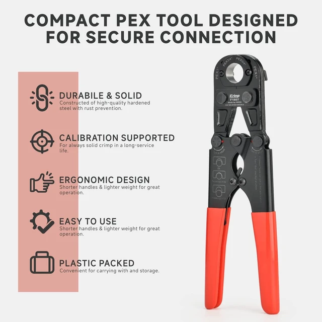 Alt view image 4 of 7 - iCrimp Pex Pipe Crimping Tool kit for 3/8,1/2,3/4,1-inch Copper Ring with Free Gauge&Pex Pipe Cutter -Meet ASTM F1807 and Portable