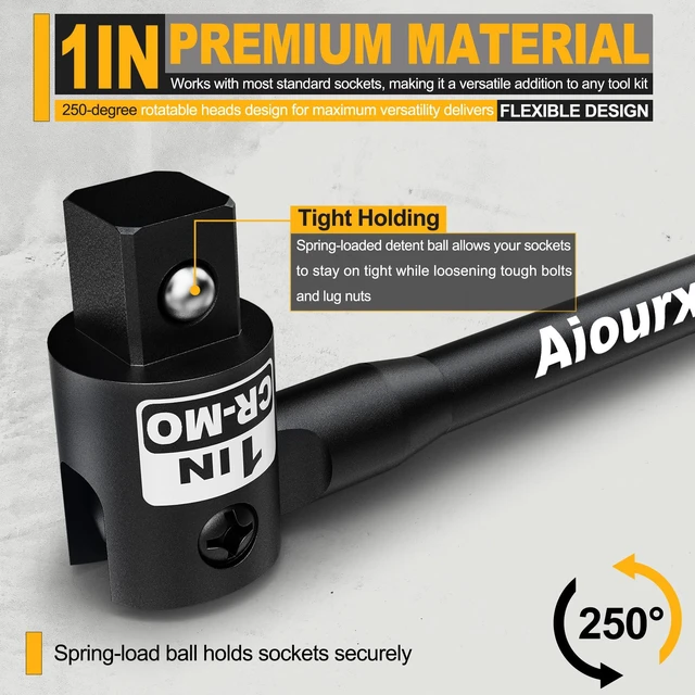 Alt view image 2 of 6 - 1" Drive 41 Inch Breaker Bar, Heavy Duty Head, Premium Chromium-Molybdenum Steel, Trucks, Agricultural Machinery and Industrial Equipment