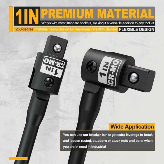 Alt view image 3 of 6 - 1" Drive 41 Inch Breaker Bar, Heavy Duty Head, Premium Chromium-Molybdenum Steel, Trucks, Agricultural Machinery and Industrial Equipment