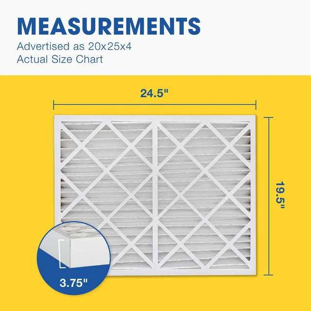 Alt view image 5 of 7 - Air Filter 20x25x4 MERV 8 AC Filter, HVAC, Furnace Filter, 6 Pack ACTUAL SIZE (19.50 x 24.50 x 3.75) AC Filter, HVAC, Furnace Filter Captures Dust, Lint & Pollen MERV 8 (MPR 600)
