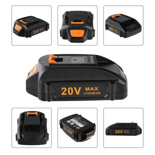 Alt view image 2 of 7 - 2Packs Replacement Battery 20V and Charger Starter Kit 3.0Ah Lithium Battery Compatible with Worx 20 Volt Cordless Power Tools