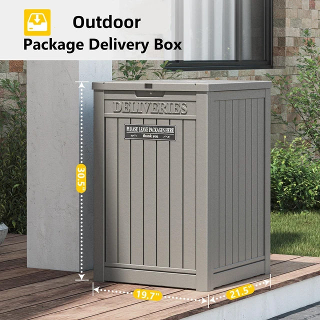 Alt view image 2 of 7 - Package Delivery Box for Outside, Grey Secure Lockable, Waterproof, Resin, for Porch & Garden