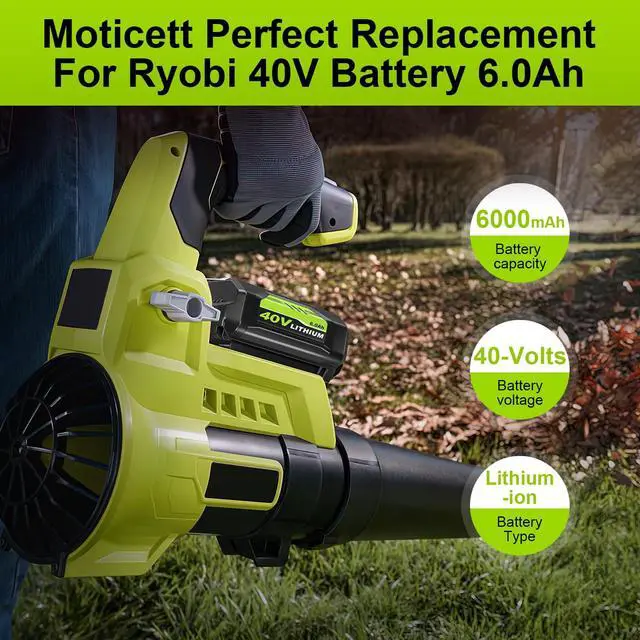 Alt view image 2 of 7 - 40V Lithium-Ion 6.0Ah Battery Replacement for Ryobi 40V Battery and Charger Compatible with Ryobi 40V Battery and Charger OP40601 OP40401 OP40404 OP40602 OP40605 OP4026