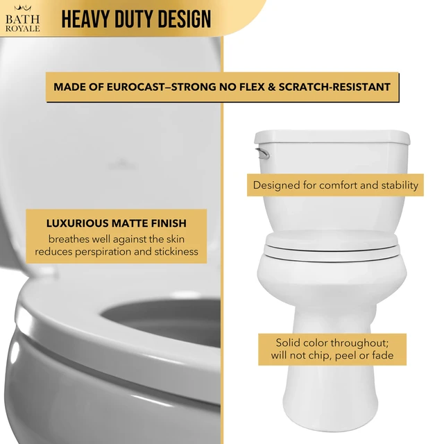 Alt view image 4 of 7 - Heavy Duty & Soft Close Toilet Seat Elongated BR237-00 Scratch Resistant, Fits All Toilet Brands, MasterSuite Series