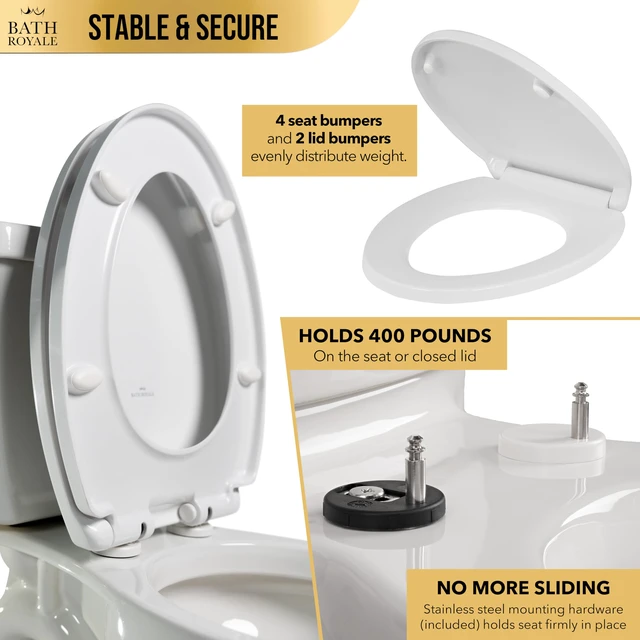 Alt view image 5 of 7 - Heavy Duty & Soft Close Toilet Seat Elongated BR237-00 Scratch Resistant, Fits All Toilet Brands, MasterSuite Series