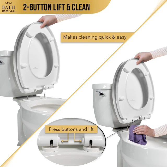 Alt view image 7 of 7 - Heavy Duty & Soft Close Toilet Seat Elongated BR237-00 Scratch Resistant, Fits All Toilet Brands, MasterSuite Series