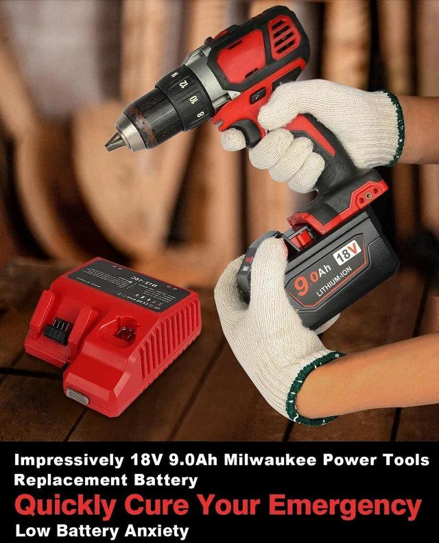 Alt view image 6 of 7 - 9.0 Ah Replacement for Milwaukee M - 18 Battery (9.0AH-2P)