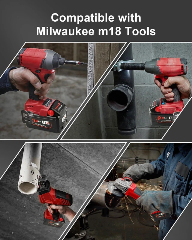 Alt view image 7 of 7 - 9.0 Ah Replacement for Milwaukee M - 18 Battery (9.0AH-2P)