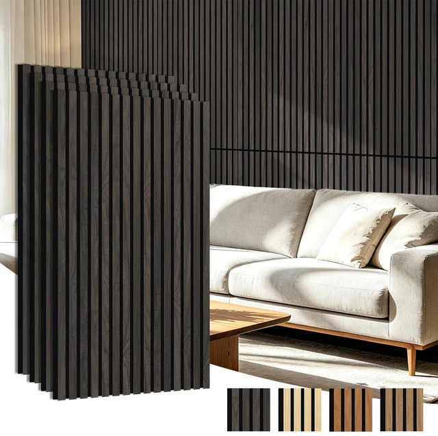 Main image of 47 x 23.6 in Acoustic Wood Slat Design Wall Panels, 4-Pack, Grey Oak Lightweight, Noise Reduction, Crack Resistant, Sustainable, Easy Installation, for Office, Living Room, Bedroom Wall Decor