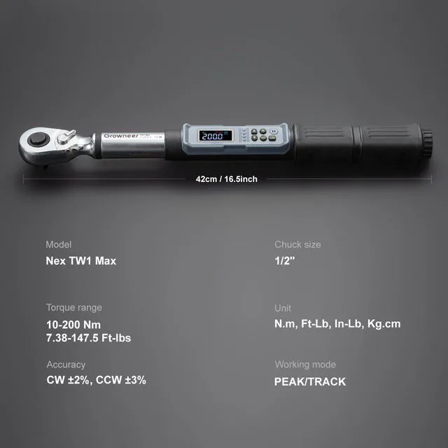 Alt view image 2 of 7 - Upgraded Digital Torque Wrench Set, 7.38-147.5 Ft-lbs/10-200 nm, 1/2'' Drive Rachet Torque Wrench with Buzzer & Colorful LED Indicator, Electronic Wrench for Motor Car Tires Auto Repair