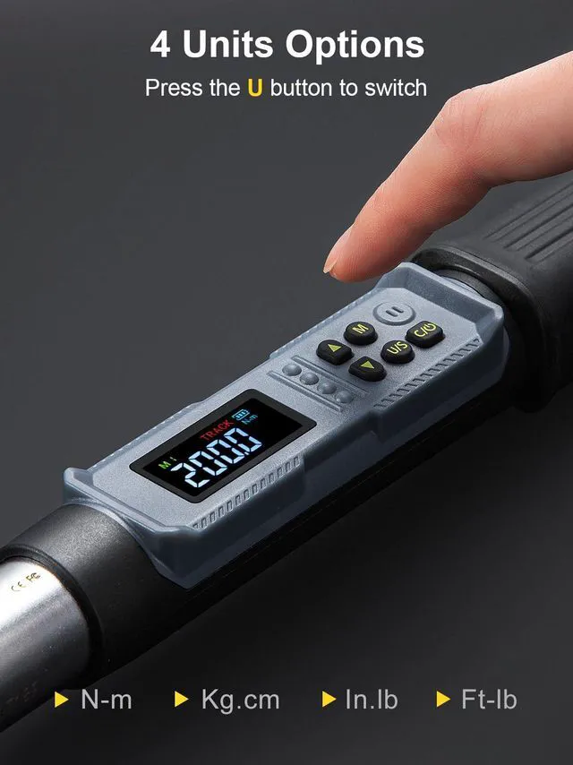 Alt view image 5 of 7 - Upgraded Digital Torque Wrench Set, 7.38-147.5 Ft-lbs/10-200 nm, 1/2'' Drive Rachet Torque Wrench with Buzzer & Colorful LED Indicator, Electronic Wrench for Motor Car Tires Auto Repair