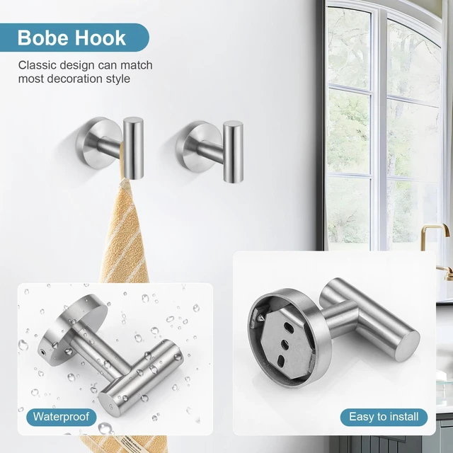 Alt view image 3 of 7 - Brushed Nickel Bathroom Hardware Accessories Set - 10-Piece Premium SUS304 Stainless Steel Towel Bar Holder Set with 23.6 Inch Round Towel Racks for Wall Mounted Bathroom