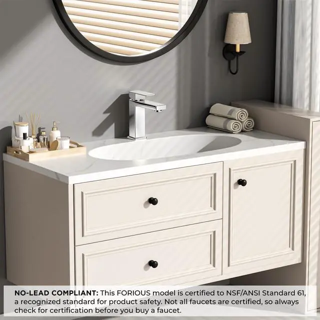 Alt view image 2 of 7 - Bathroom Faucet 1 Hole, Single Handle Vanity Sink Faucets Chrome For 1 or 3 Hole 4 Inch Centerset Sink, with Pop-up Drain, NSF61 Certificate, Single Handle Faucet for Sink Vanity RV Restroom