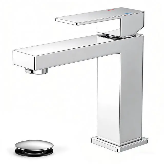 Main image of Bathroom Faucet 1 Hole, Single Handle Vanity Sink Faucets Chrome For 1 or 3 Hole 4 Inch Centerset Sink, with Pop-up Drain, NSF61 Certificate, Single Handle Faucet for Sink Vanity RV Restroom