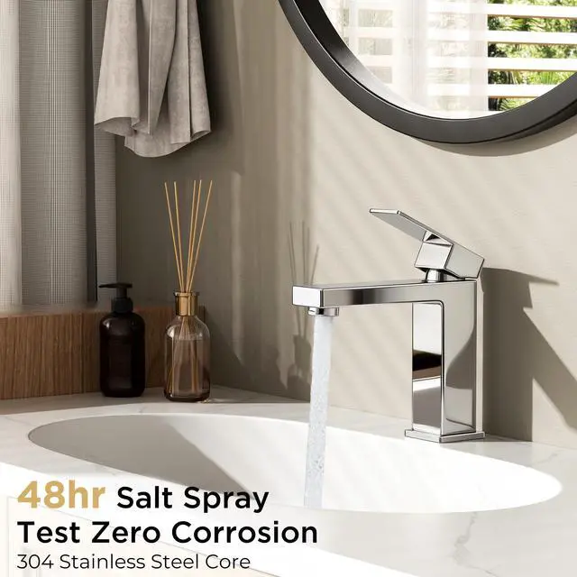 Alt view image 5 of 7 - Bathroom Faucet 1 Hole, Single Handle Vanity Sink Faucets Chrome For 1 or 3 Hole 4 Inch Centerset Sink, with Pop-up Drain, NSF61 Certificate, Single Handle Faucet for Sink Vanity RV Restroom