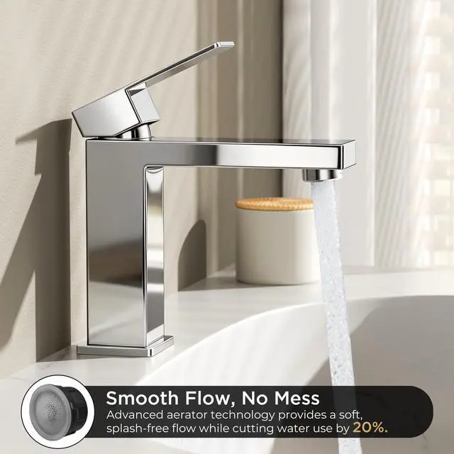 Alt view image 4 of 7 - Bathroom Faucet 1 Hole, Single Handle Vanity Sink Faucets Chrome For 1 or 3 Hole 4 Inch Centerset Sink, with Pop-up Drain, NSF61 Certificate, Single Handle Faucet for Sink Vanity RV Restroom