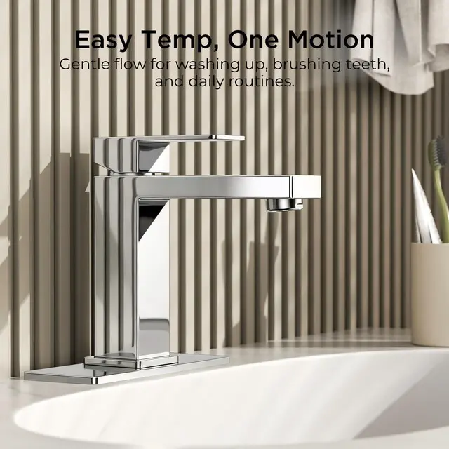 Alt view image 6 of 7 - Bathroom Faucet 1 Hole, Single Handle Vanity Sink Faucets Chrome For 1 or 3 Hole 4 Inch Centerset Sink, with Pop-up Drain, NSF61 Certificate, Single Handle Faucet for Sink Vanity RV Restroom