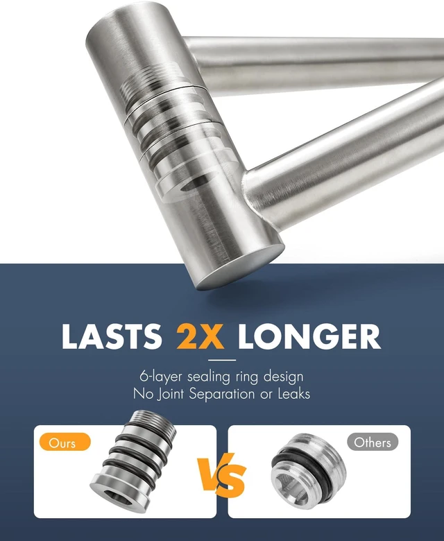 Alt view image 3 of 6 - Pot Filler Faucet Brushed Nickel for Kitchen Over Stove 22.5 Inch Wall Mount Folding Stretchable Kitchen Stainless Steel Pot Filler Double Joint Swing Arm Two Handles NPT