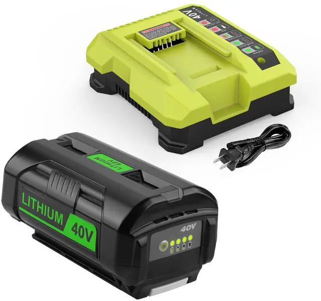 Main image of 40V 6.5Ah Compatible with Ryobi 40V Battery and Charger Kit Fast Charge Compatible with Ryobi Battery 40 Volt OP4026 OP40601 OP4050A OP4040 Widely Fit Lawnmower Blowers Non-OEM