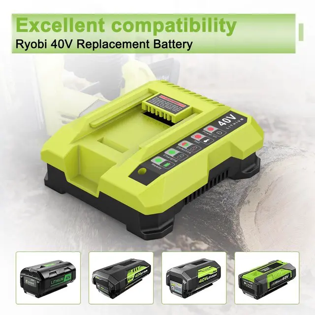 Alt view image 3 of 7 - 40V 6.5Ah Compatible with Ryobi 40V Battery and Charger Kit Fast Charge Compatible with Ryobi Battery 40 Volt OP4026 OP40601 OP4050A OP4040 Widely Fit Lawnmower Blowers Non-OEM