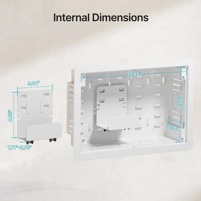 Alt view image 6 of 7 - 9" in-Wall Media Box Recessed Outlet Cable Management Kit 2 Pack Structured Media Enclosure, One Connect & Network Switches, Fits Fire TV Stick Samsung, Recessed In-Wall Design, 2 Pack