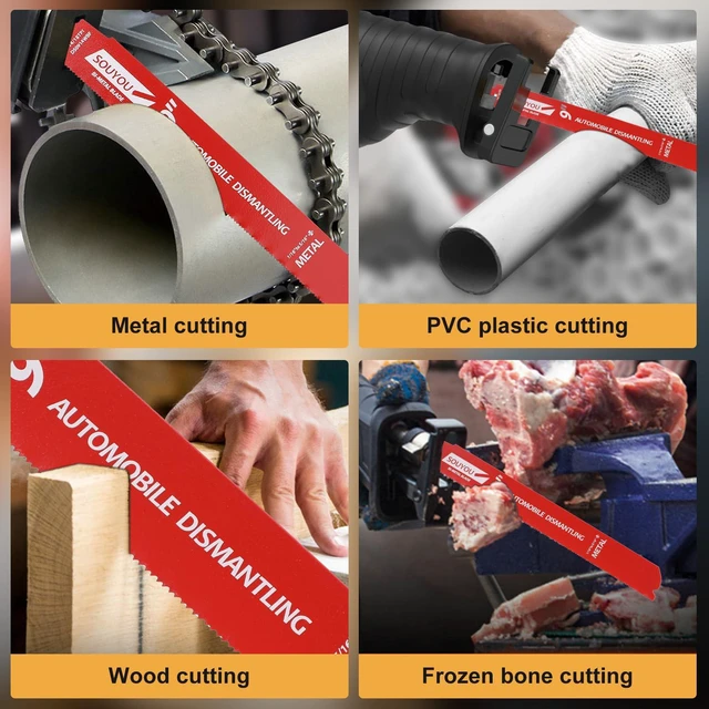 Alt view image 3 of 6 - 50 Pack 9 in 14/18 TPI Bi-Metal Reciprocating Saw Blades with Organizer Carbide Alloy Steel for Automobile Dismantling Metal Steel Cutting Non-Stick Coated for Less Heat for 1/16-5/16 Medium Metals