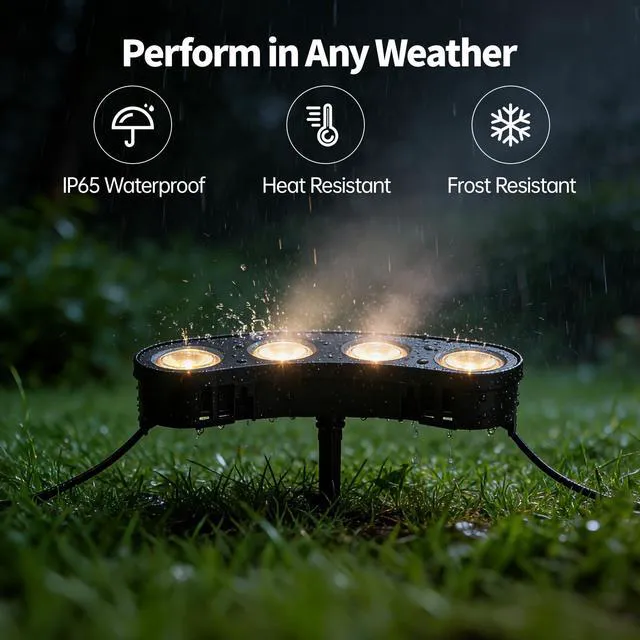 Alt view image 6 of 7 - Solar Tree Lights, Upgraded Solar Spot Lights Outdoor, Warm White 8.3*7.2in Large Solar Panel with USB Port, 16 COB LED, 33FT Cable, IP65 Waterproof, 4000Mah Uplights for PalmTree, Flag Pole