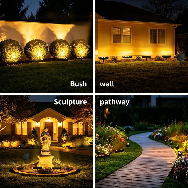 Alt view image 7 of 7 - Solar Tree Lights, Upgraded Solar Spot Lights Outdoor, Warm White 8.3*7.2in Large Solar Panel with USB Port, 16 COB LED, 33FT Cable, IP65 Waterproof, 4000Mah Uplights for PalmTree, Flag Pole