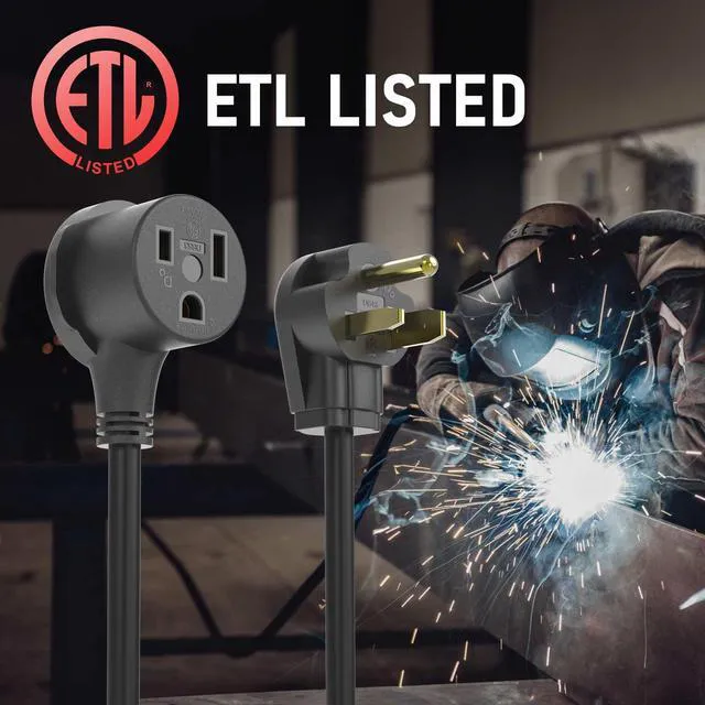 Alt view image 3 of 7 - 15Amp 40ft 250 Volt Welder Extension Cord 12 AWG Power Extension for Welding Machines NEMA 6-50P to 6-50R