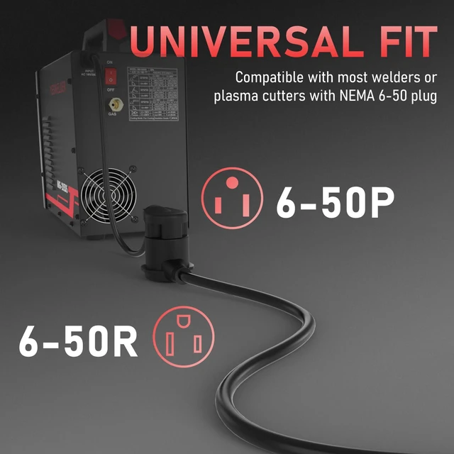 Alt view image 5 of 7 - 15Amp 40ft 250 Volt Welder Extension Cord 12 AWG Power Extension for Welding Machines NEMA 6-50P to 6-50R