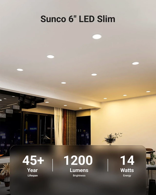 Alt view image 2 of 7 - 24 Pack 6 Inch Canless LED Ultra-Slim Recessed Light, 14W-100W 1200LM, 5000K Daylight, Dimmable, with Junction Box, Wafer Thin Canless Recessed Downlights for Low Ceilings Indoors
