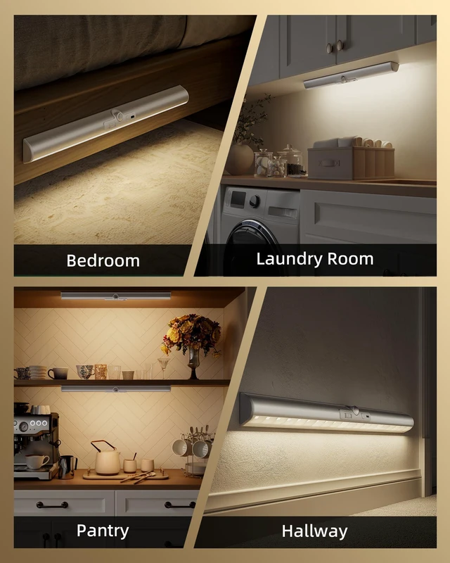 Alt view image 6 of 7 - 17-Inch Motion Sensor Closet Lights Indoor 3 Pack, 3600mAh Rechargeable Battery, 180 Lumens, No-Glare, Wireless, 3 Color Temps, Dimmable, Wardrobe, Pantry