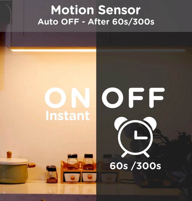 Alt view image 4 of 7 - Under Cabinet Lighting Plug in, AC120V LED Motion Sensor Light Indoor 3000K/4000K/5000K, Super Bright, Linkable Under Counter Light for Kitchen,Closet,Shelf,Aluminum (16inch,White,1Pack)