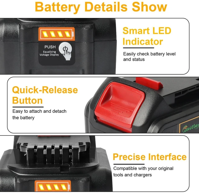Alt view image 2 of 7 - 2 Pack 20V 6.0Ah Replacement Battery Compatible with Dewalt Tool Lithium-Ion Battery Compatible With DCB200 DCD DCF DCG Series Cordless Power Tools Not Made in Dewalt