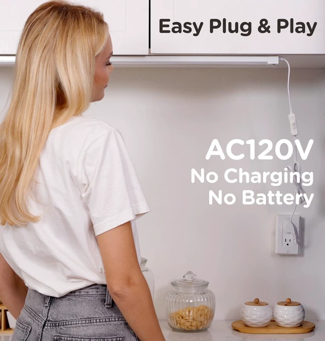 Alt view image 6 of 7 - Under Cabinet Lighting Plug in, AC120V LED Motion Sensor Light Indoor 3000K/4000K/5000K, Super Bright, Linkable Under Counter Light for Kitchen,Closet,Shelf,Aluminum (16inch,White,1Pack)