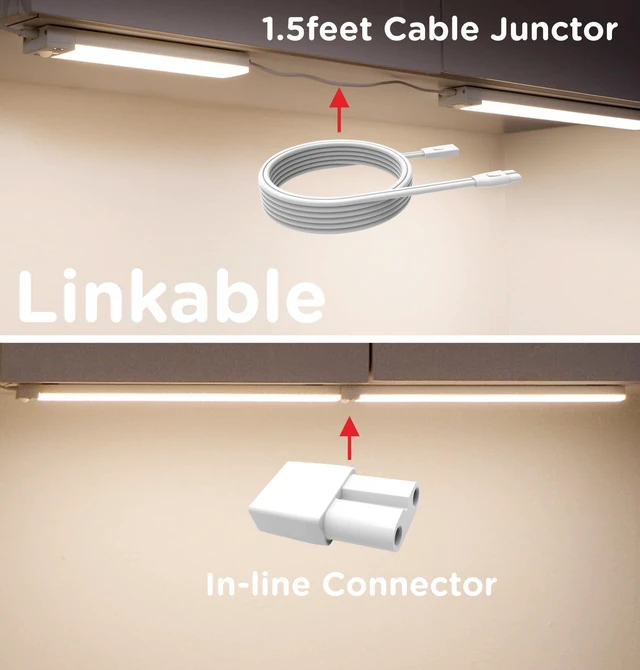 Alt view image 7 of 7 - Under Cabinet Lighting Plug in, AC120V LED Motion Sensor Light Indoor 3000K/4000K/5000K, Super Bright, Linkable Under Counter Light for Kitchen,Closet,Shelf,Aluminum (16inch,White,1Pack)